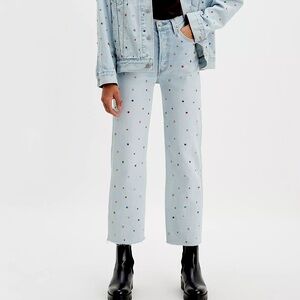 Levi's Ribcage Straight Leg Jeans with Multicolor studs 28